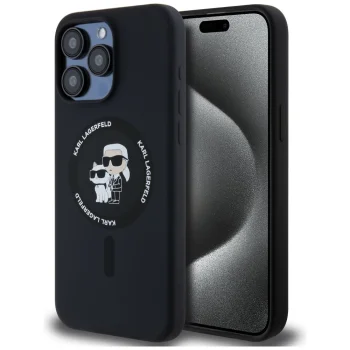 Apple iPhone 15 Pro Max 6.7'' Karl Lagerfeld Karl&Choupette Glitter MagSafe Cover Case, Black | Telefona Vāciņš...