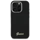Guess Silicone Script Metal Logo & Frame vāciņš iPhone 16 Pro, melns