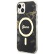 Guess iPhone 14 vāciņš IML Golden Marble MagSafe, melns