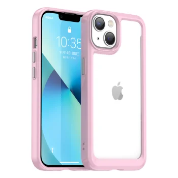 Vāciņš Outer Space Case priekš iPhone 14 Plus ar gēla rāmi, rozā