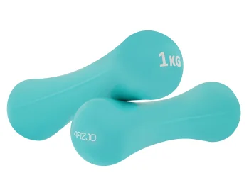 Чугунные гантели 4Fizjo 8-shape с виниловым покрытием 2 x 1 кг, бирюзовые