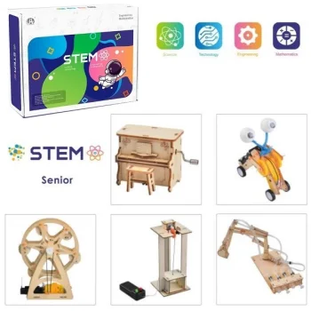 Деревянный конструктор STEM 5в1 научный набор для сборки