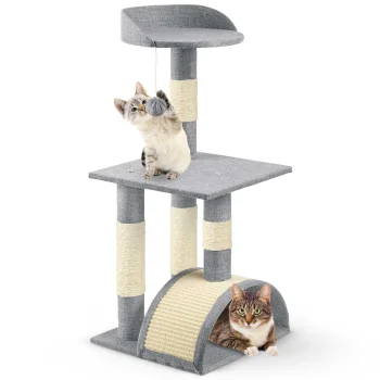 Kaķu nagu asināmais ar tuneli Pethaus PH-003, 79 cm, pelēks