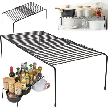 Metal Shelf Adjustable In Width Folding Single Level Organiser, Different Colors