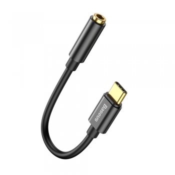 Baseus USB-C uz 3.5 mm AUX MiniJack Adapteris Kabelis Vads, Melns | Baseus USB-C to 3.5 mm Female Adapter