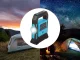LED solārā tūrisma lampa / kempinga lukturis ar Powerbank funkciju, zils