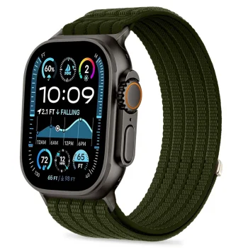 Tech-Protect Nylon Sport siksniņa Apple Watch 44 / 45 / 46 / 49 mm, tumši zaļa