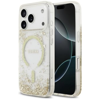 Guess Resin Bottom Glitter MagSafe Case for iPhone 17 Pro, Gold
