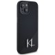 Karl Lagerfeld Silicone Shadow Metal Initial MagSafe Case for iPhone 15, Black