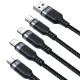 Кабель Joyroom S-A18 4-в-1 USB-A на USB-C / 2x Lightning / Micro USB, 1.2м, Черный