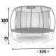 Neo-Sport NS-12C231 dārza batuts ar iekšējo tīklu 374 cm, melns