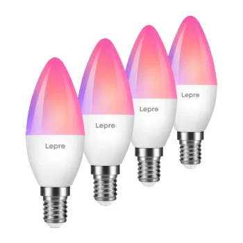 Умная LED лампа LEPRO BC1-EU-4 E14 C37 RGBCW Wi-Fi 4.9W 470lm, 4 шт.