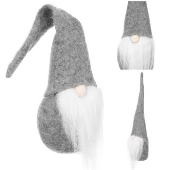 Iso Trade Standing Gnome Christmas Decoration, 30 cm, Grey