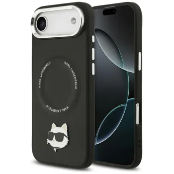 Karl Lagerfeld Choupette Pin MagSafe vāciņš iPhone Air Melns