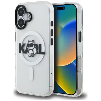 Karl Lagerfeld iPhone 17 vāciņš IML Choupette Sketch Logo MagSafe, caurspīdīgs