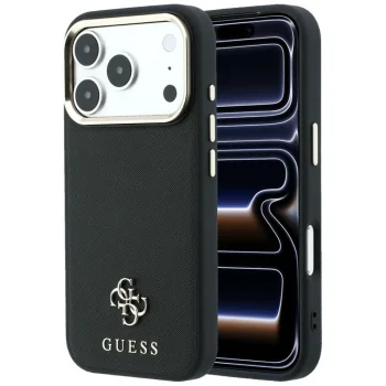 Чехол Guess Saffiano Small 4G & Classic Logo MagSafe для iPhone 18 Pro / 17 Pro, черный