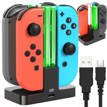 Uzlādes stacija Nintendo Switch Joy-Con pultīm, 4 kontrolieriem, LED
