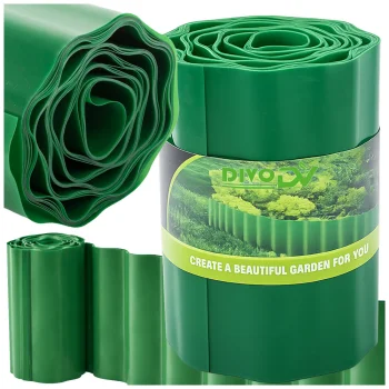 Садовый бордюр DIVODV 9м x 20см, волнистый, зеленый