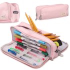 School Pencil Writing Supplies Cosmetic Case 3-in-1, Pink