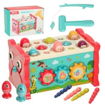 Развивающая сенсорная игрушка-стучалка 8в1 Bibi-inn, розовая