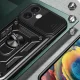 Triecienizturīgs vāciņš Hybrid Armor Camshield priekš iPhone 16 ar kameras aizsegu un statīvu, zils