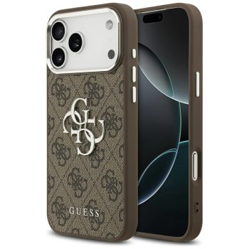 Guess 4G Big 4G Classic Logo maciņš iPhone 17 Pro Max telefonam, brūns–sudraba | Phone Case Cover