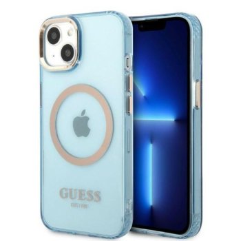 Apple iPhone 13 6.1'' Guess Gold Outline Translucent MagSafe Case Cover, Blue | Telefona Maciņš Vāks Apvalks Bampers