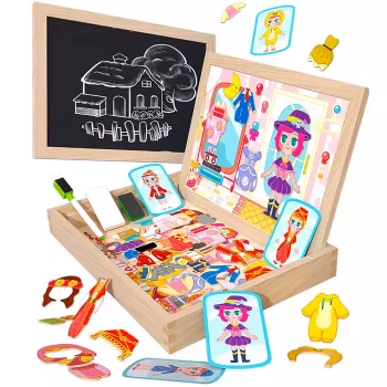 Магнитная доска с магнитами, пазлами и переодеванием Montessori