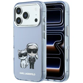 Чехол Karl Lagerfeld IML Karl&Choupette Bodies MagSafe для iPhone 17/18 Pro Max, голубой