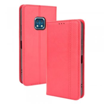 Nokia XR20 Vintage Style Magnetic Leather Wallet Protective Case Cover, Red | Telefona Vāciņš Maciņš Apvalks...