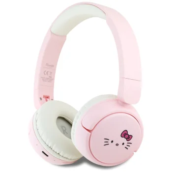 Накладные Bluetooth-наушники Hello Kitty Face Logo, розовые