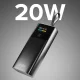Внешний аккумулятор SBS 10000mAh PD 20W с LCD дисплеем и кабелем USB-C, серый