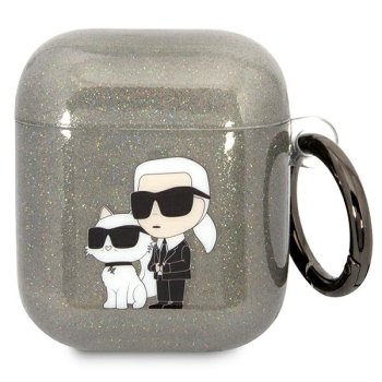 Karl Lagerfeld чехол для AirPods Glitter Karl&Choupette Черный