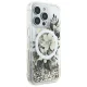 Guess iPhone 16 Pro Case Liquid Glitter Flower MagSafe, Beige