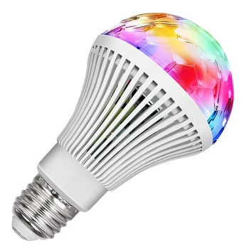 Вращающаяся светодиодная RGB лампа E27, диско-шар