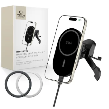 Tech-Protect MM15W-V6 magnētisks auto turētājs ar MagSafe, melns