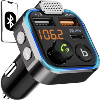Xtrobb 22355 Bluetooth FM Transmitter with USB-C Car Charger