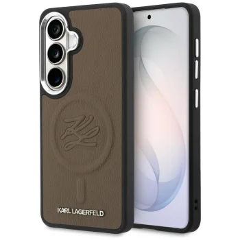 Karl Lagerfeld Embossed Ring Initial MagSafe vāciņš priekš Samsung Galaxy S26+, brūns