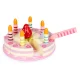 Ecotoys koka dzimšanas dienas torte ar svecītēm un zemenēm, 15 daļas