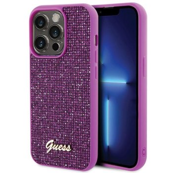 Guess iPhone 15 Pro vāciņš Disco Metal Script, fuksiju rozā