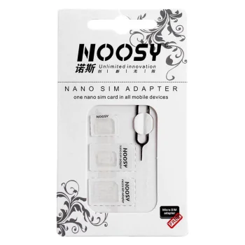 Noosa SIM karšu adapteru komplekts ar atvēršanas adatu, balts