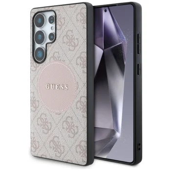Чехол Guess 4G Round Patch Classic Logo MagSafe для Samsung Galaxy S25 Ultra Розовый