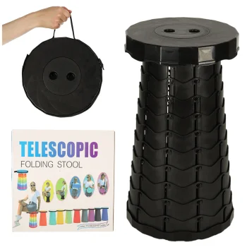 Saliekams teleskopiskais tūrisma taburete melna 200kg