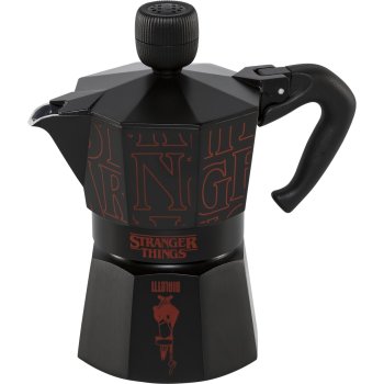 Bialetti Moka Express Stranger Things Espresso Kafijas Kanna, 3 Tasītes, Melna/Sarkana