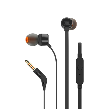 JBL Tune 110 Wired Earphones with Microphone, Black | Vadu Austiņas ar Mikrofonu