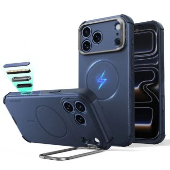 Чехол ESR Cyber Tough с подставкой для iPhone 18 Pro / 17 Pro, MagSafe, Navy Blue