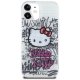 Hello Kitty iPhone 15 vāciņš IML Kitty On Bricks Graffiti, balts
