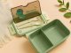 Kids Bento Lunch Box Set with 500ml Water Bottle and Utensils for School, green