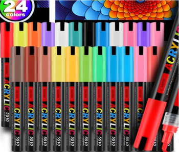 Akrila marķieru komplekts 24 gab ūdensizturīgi flomāsteri 4 mm