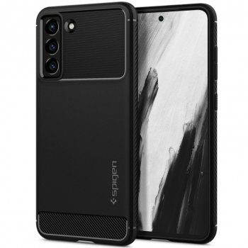 Samsung Galaxy S21 FE 5G (SM-G990B/DS) Spigen Rugged Armor Case Cover, Black | Telefona Maciņš Vāks Apvalks Bampers